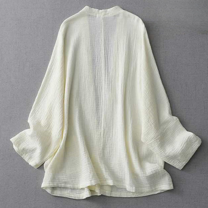 Veste en coton à manches trois-quarts ouverte sur le devant avec poches et Buddha Stones Zen Meditation