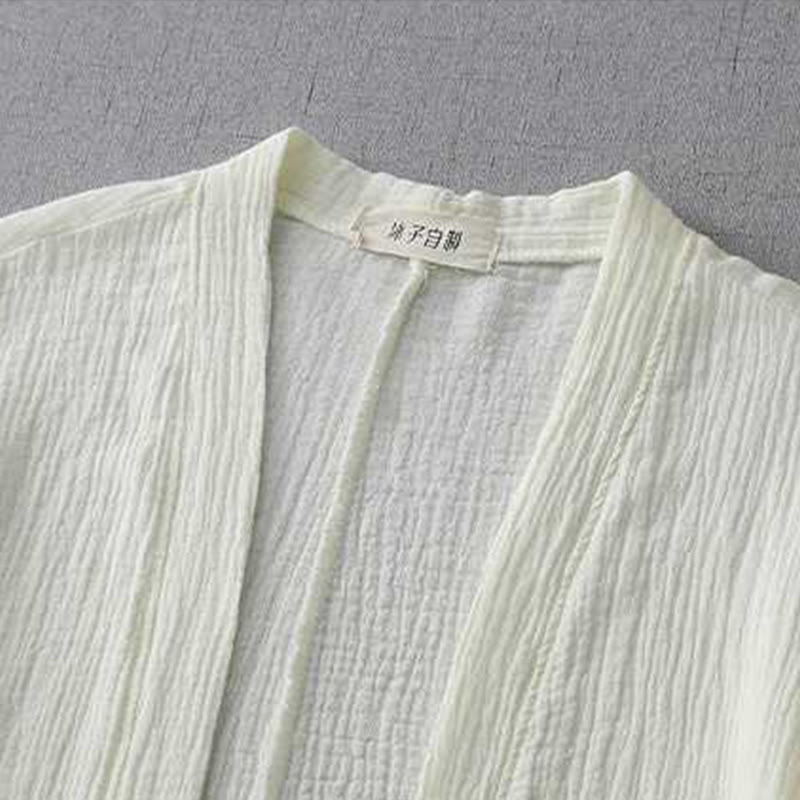 Veste en coton à manches trois-quarts ouverte sur le devant avec poches et Buddha Stones Zen Meditation