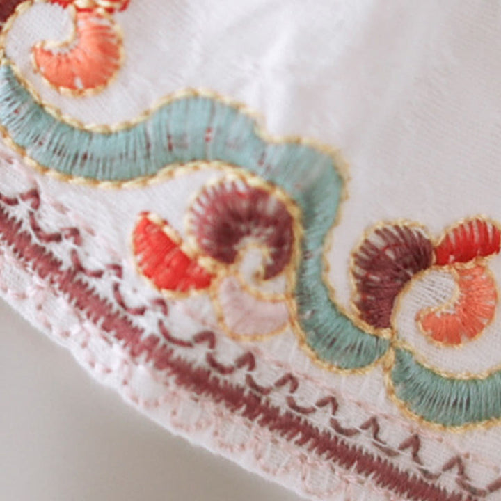 Chemise décontractée en coton et lin à manches trois-quarts et col ras du cou pour femme avec boutons grenouille et jacquard Buddha Stones - image 7