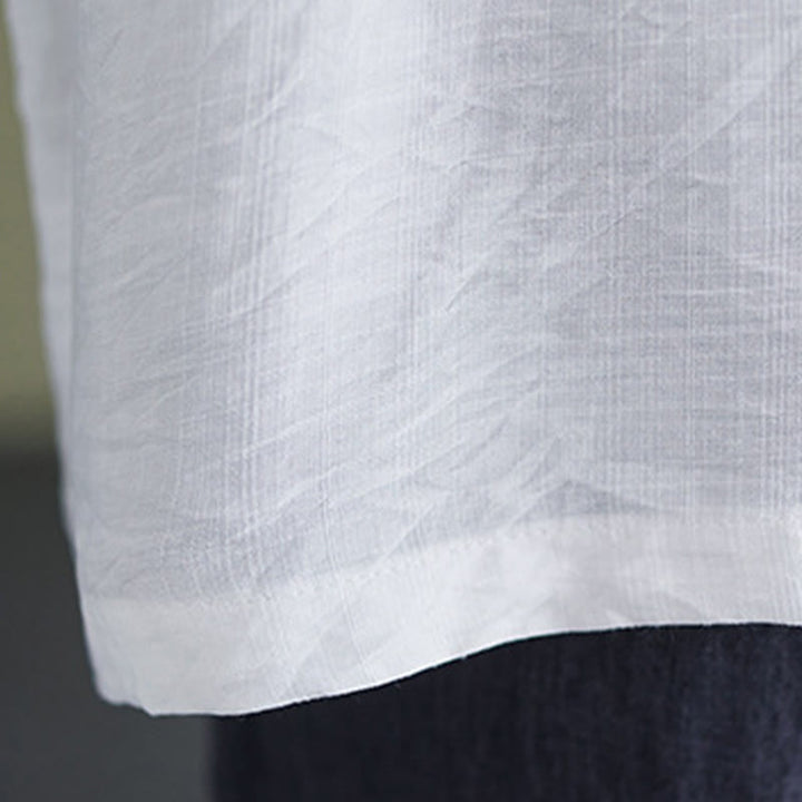 Chemise décontractée à manches courtes en viscose pour femme avec col en V et Buddha Stones