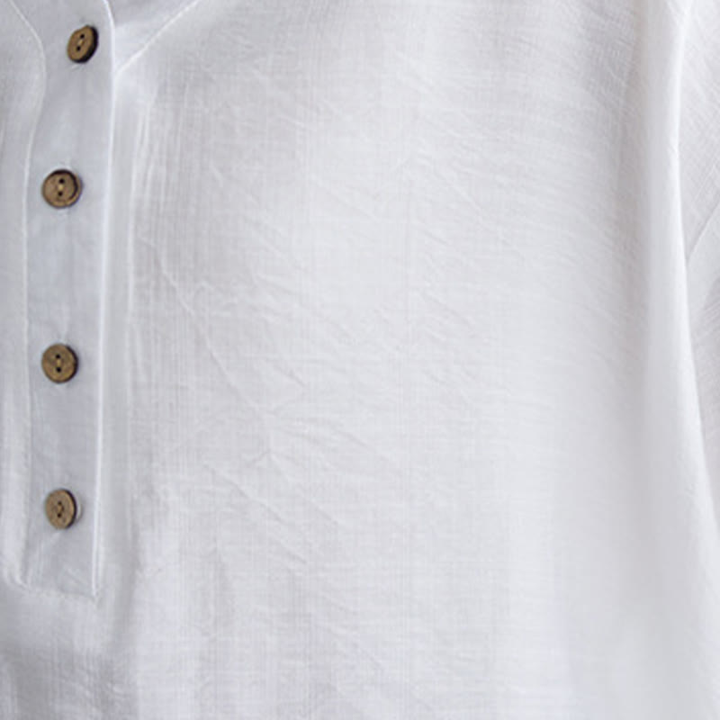 Chemise décontractée à manches courtes en viscose pour femme avec col en V et Buddha Stones