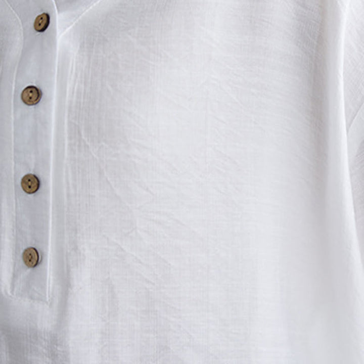 Chemise décontractée à manches courtes en viscose pour femme avec col en V et Buddha Stones