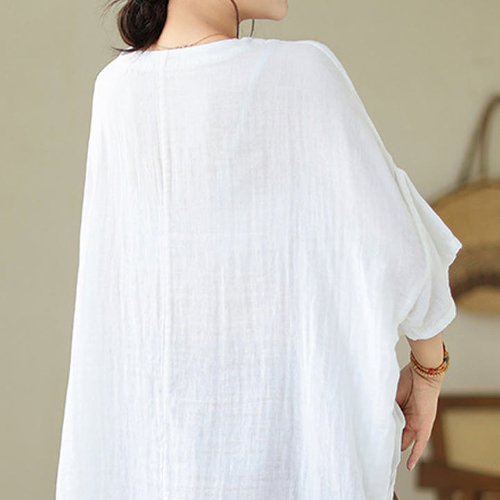 T-shirt décontracté à manches courtes en coton et élasthanne pour femme avec imprimé floral et Buddha Stones