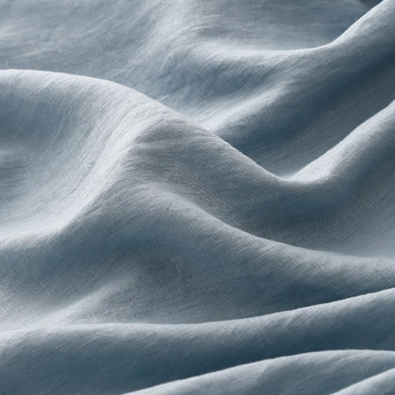 Robe mi-longue décontractée en coton et lin à col ras du cou et lacets, avec poches - image 17