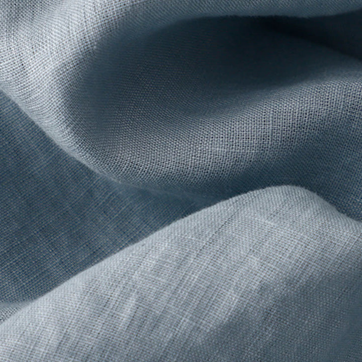 Robe mi-longue décontractée en coton et lin à col ras du cou et lacets, avec poches - image 15