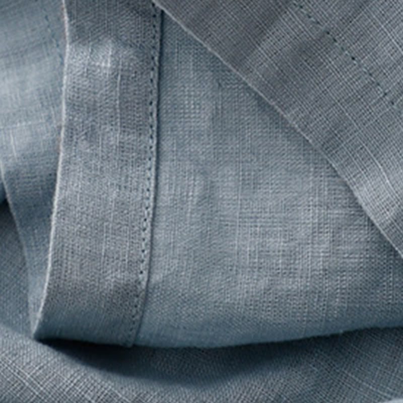 Robe mi-longue décontractée en coton et lin à col ras du cou et lacets, avec poches - image 14