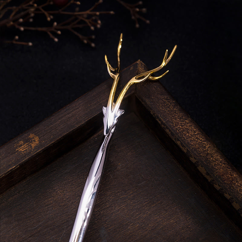 Épingle à cheveux en argent sterling 925 avec protection en forme de bois de cerf et Buddha Stones - image 4