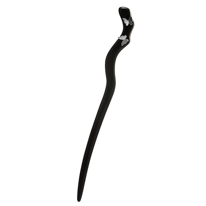 Épingle à cheveux en forme de papillon en ébène de style chinois classique en argent sterling 925 Buddha Stones - image 6