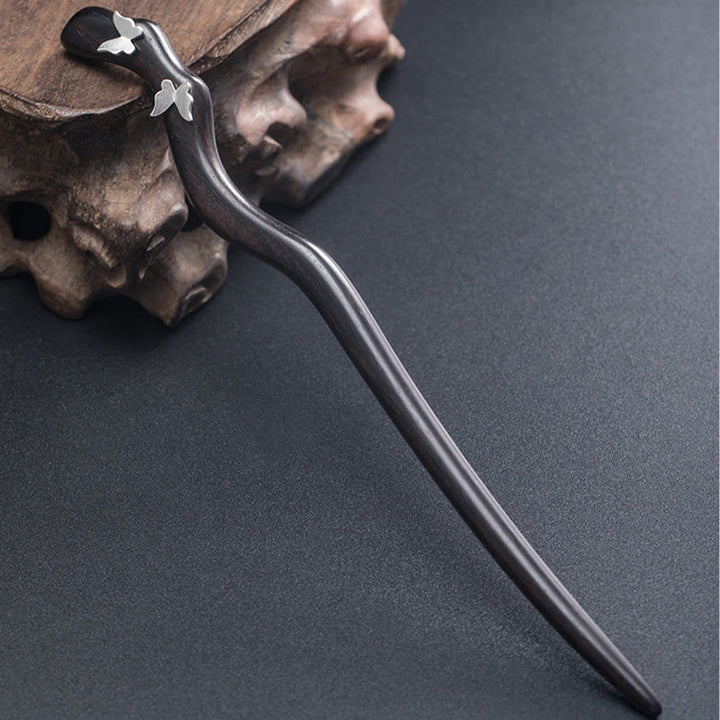 Épingle à cheveux en forme de papillon en ébène de style chinois classique en argent sterling 925 Buddha Stones - image 3