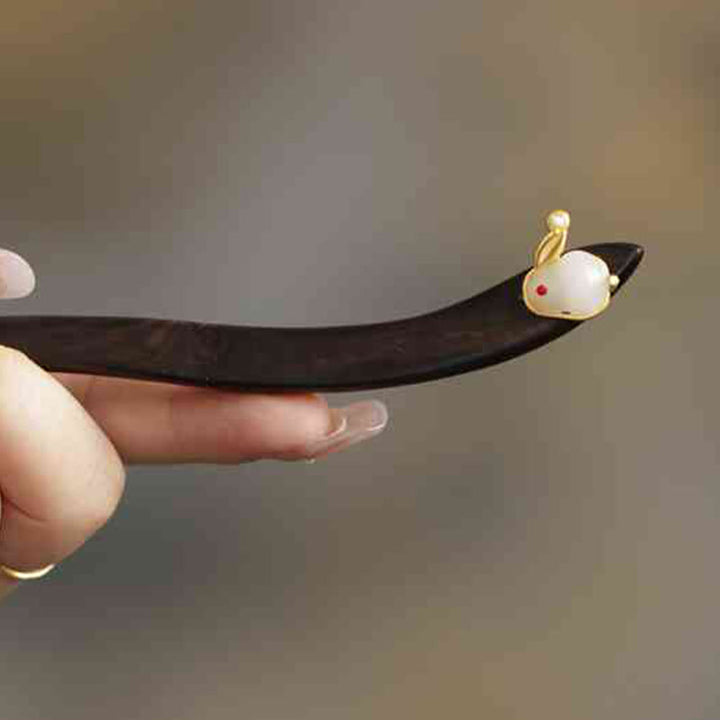 Épingle à cheveux de protection en bois de santal avec nuage de bon augure et Buddha Stones