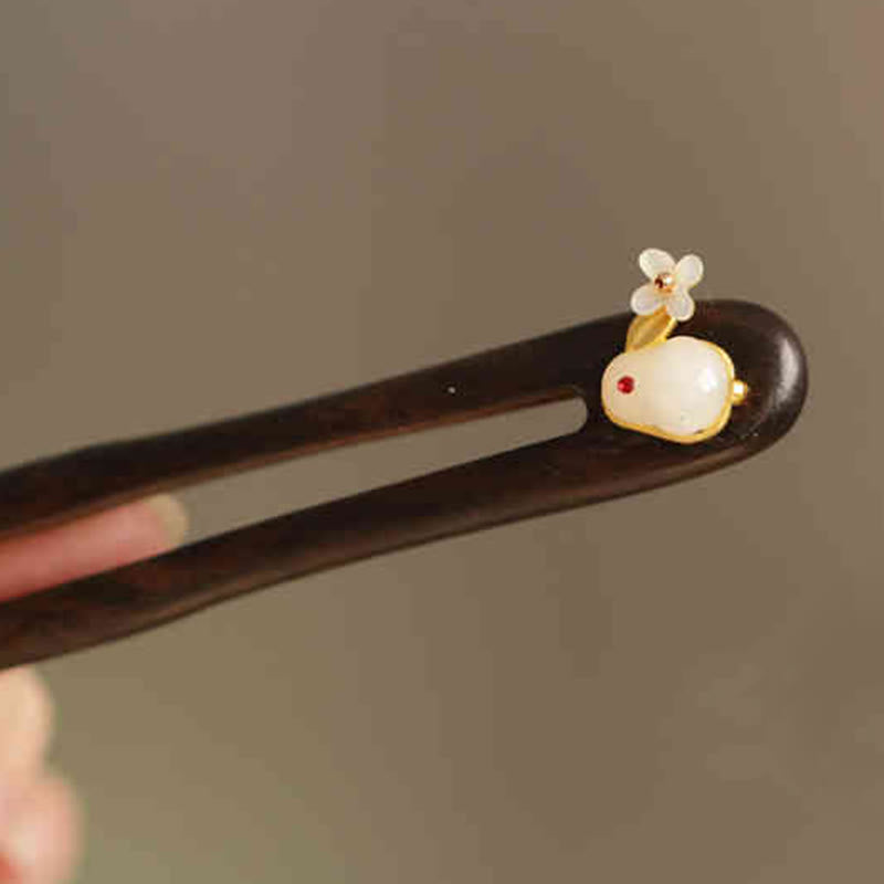 Épingle à cheveux de protection en bois de santal avec nuage de bon augure et Buddha Stones