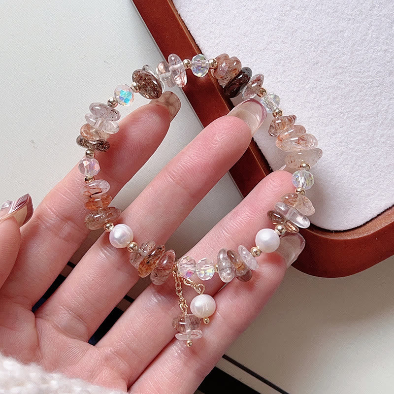 Bracelet de guérison en cristal de fleur de cristal Super Seven en quartz fraise vert et quartz fraise naturel Buddha Stones
