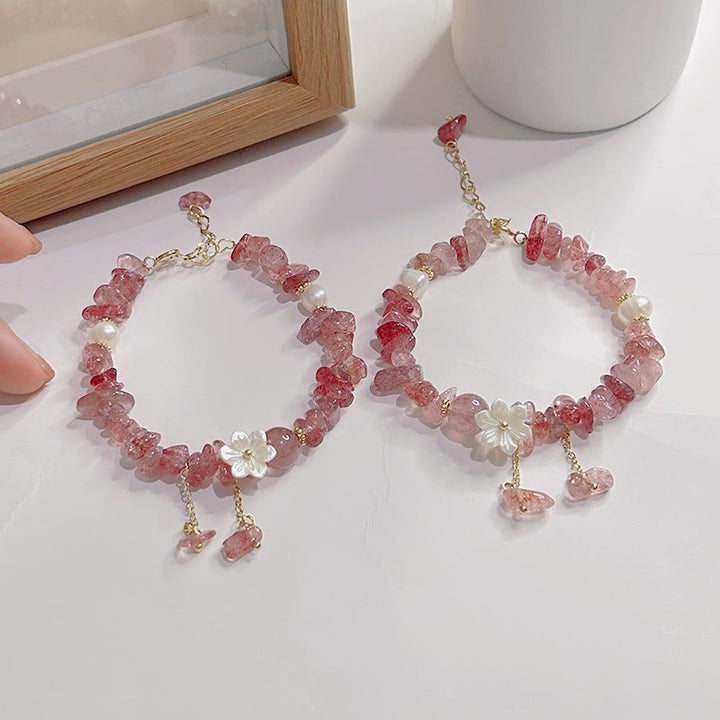 Bracelet de guérison en cristal de fleur de cristal Super Seven en quartz fraise vert et quartz fraise naturel Buddha Stones