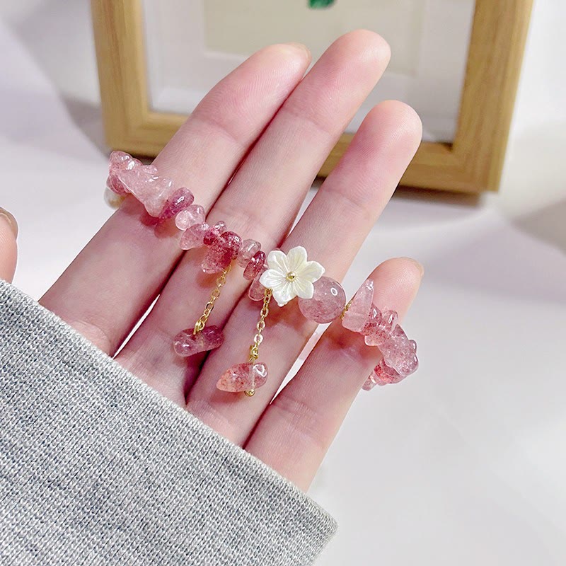 Bracelet de guérison en cristal de fleur de cristal Super Seven en quartz fraise vert et quartz fraise naturel Buddha Stones