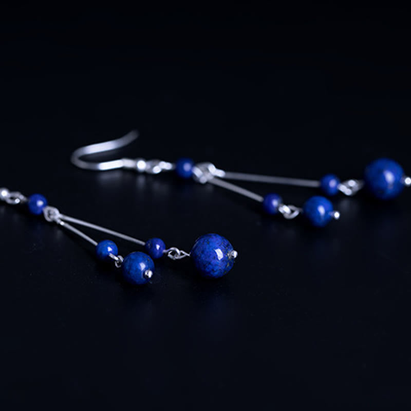Boucles d'oreilles pendantes Sérénité en argent sterling 925 et perles de lazurite/lapis-lazuli Buddha Stones - image 7
