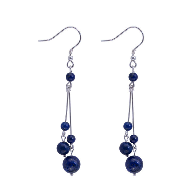 Boucles d'oreilles pendantes Sérénité en argent sterling 925 et perles de lazurite/lapis-lazuli Buddha Stones - image 8