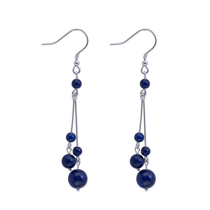 Boucles d'oreilles pendantes Sérénité en argent sterling 925 et perles de lazurite/lapis-lazuli Buddha Stones - image 8