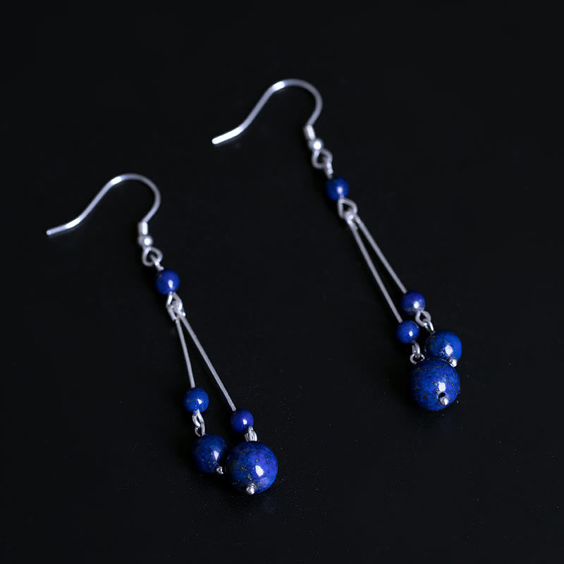 Boucles d'oreilles pendantes Sérénité en argent sterling 925 et perles de lazurite avec pierres de Buddha Stones - image 4