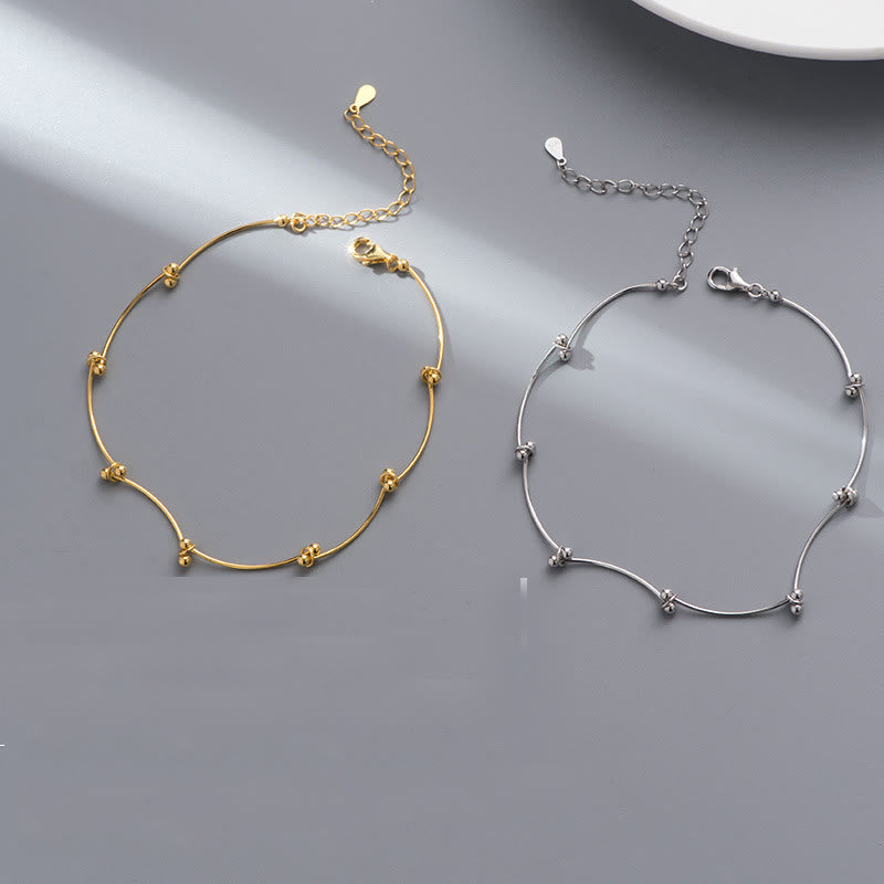 Bracelet de cheville de protection en argent sterling 925 avec Buddha Stones en forme de vague simple - image 11