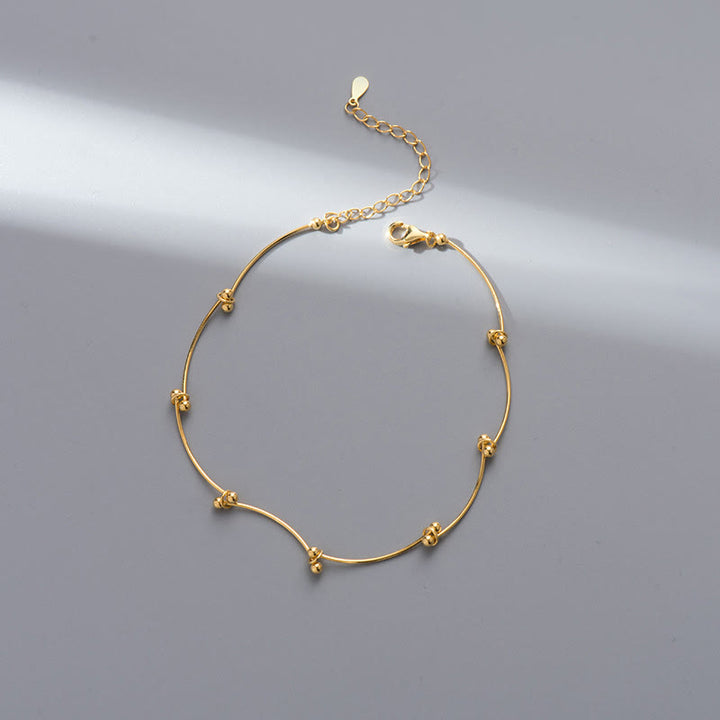 Bracelet de cheville de protection en argent sterling 925 avec Buddha Stones en forme de vague simple - Bracelet de cheville en or (circonférence : 25-30 cm) - image 7