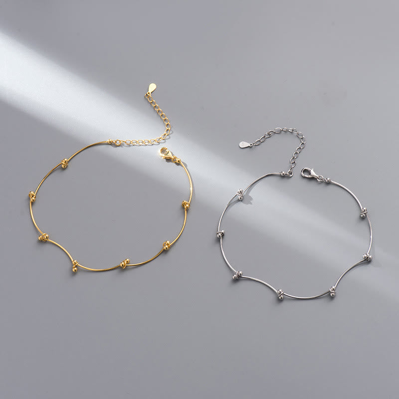 Bracelet de cheville de protection en argent sterling 925 avec Buddha Stones en forme de vague simple - image 10