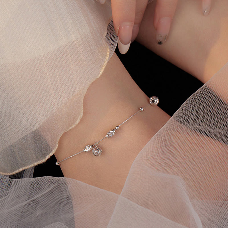 Buddha Stones Bracelet de cheville simple en argent sterling 925 avec perles en forme de cloche et bénédiction - image 2