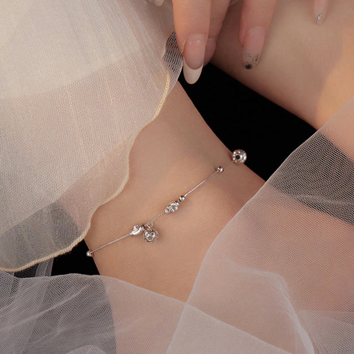 Buddha Stones Bracelet de cheville simple en argent sterling 925 avec perles en forme de cloche et bénédiction - image 2