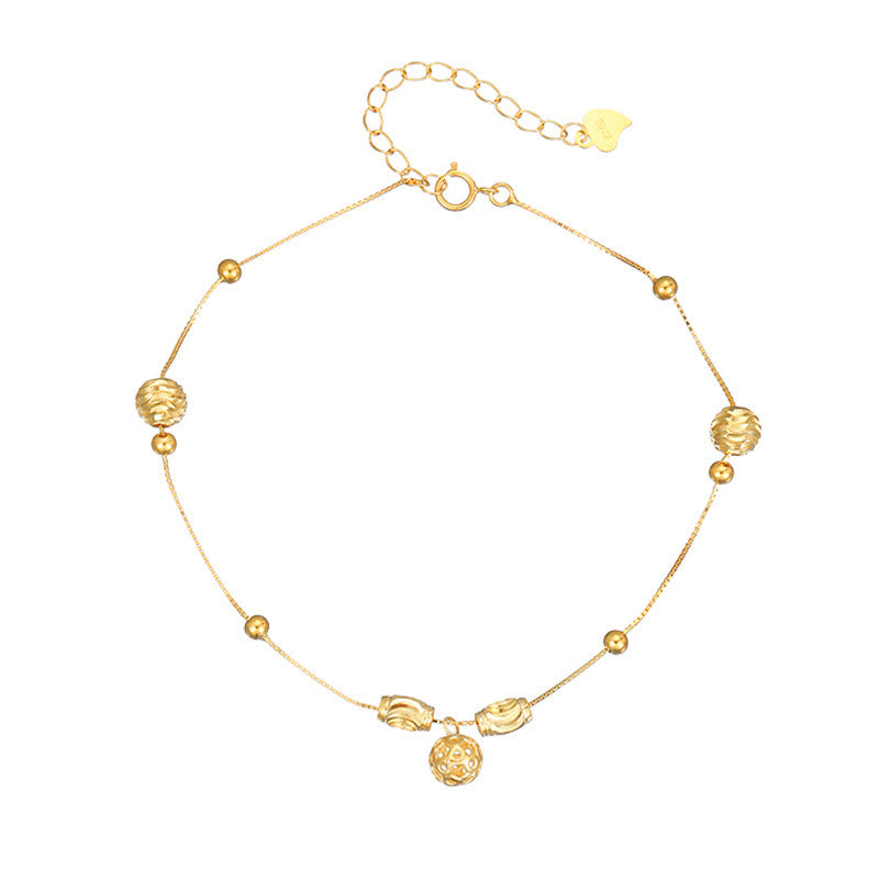 Buddha Stones Bracelet de cheville simple en argent sterling 925 avec perles en forme de cloche et bénédiction - image 9