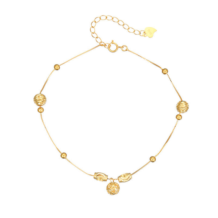 Buddha Stones Bracelet de cheville simple en argent sterling 925 avec perles en forme de cloche et bénédiction - image 9