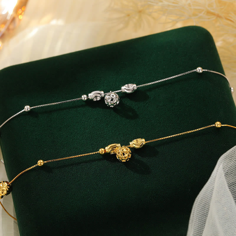 Buddha Stones Bracelet de cheville simple en argent sterling 925 avec perles en forme de cloche et bénédiction