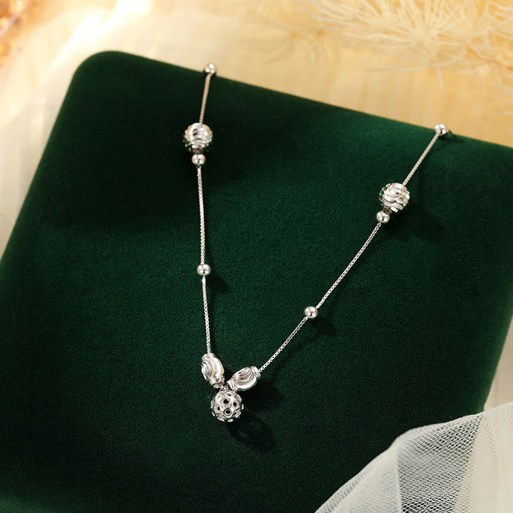 Buddha Stones Bracelet de cheville simple en argent sterling 925 avec perles en forme de cloche et bénédiction