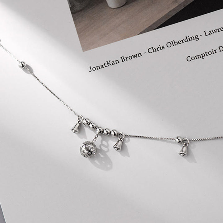 Bracelet de cheville en argent sterling 925 avec Buddha Stones et cloche de protection antique