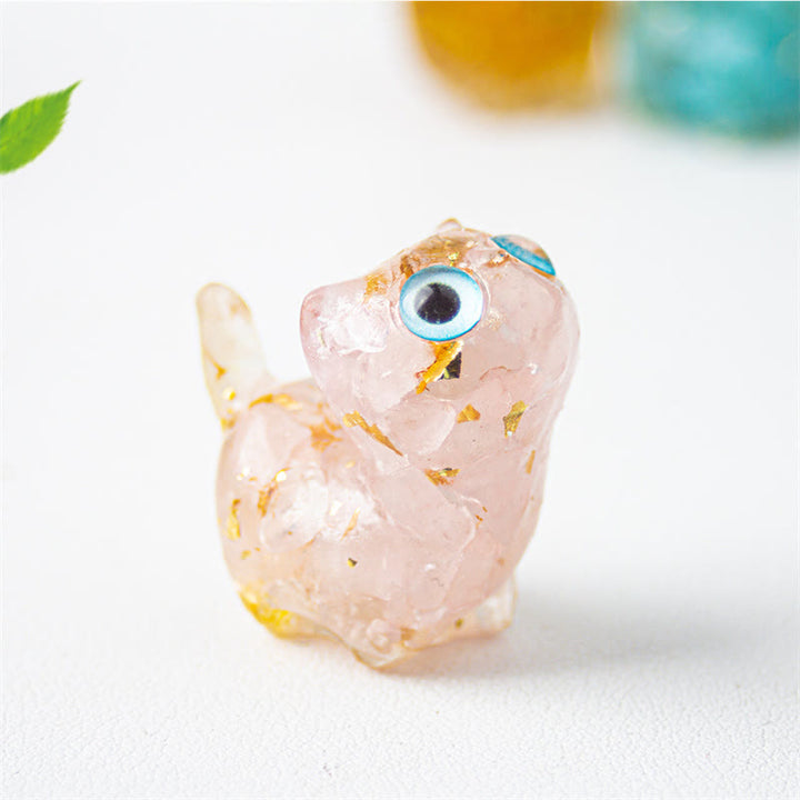 Buddha Stones Décoration de protection pour chat en cristal naturel turquoise, aigue-marine et améthyste - Cristal rose - Environ 36*32*22 mm - image 13