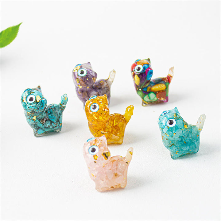 Buddha Stones Décoration de protection pour chat en cristal naturel turquoise, aigue-marine et améthyste - image 18