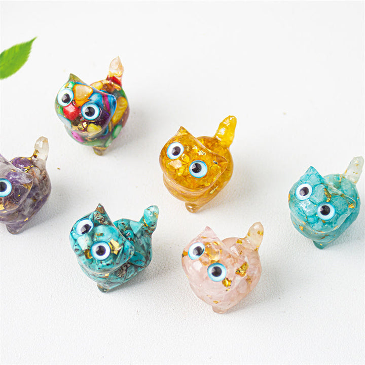 Buddha Stones Décoration de protection pour chat en cristal naturel turquoise, aigue-marine et améthyste - image 19