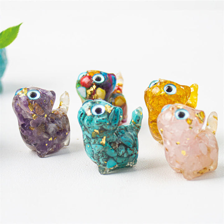 Buddha Stones Décoration de protection pour chat en cristal naturel turquoise, aigue-marine et améthyste - image 17