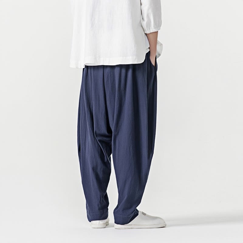 Pantalon sarouel pour homme avec cordon de serrage et poches, couleur unie, motif Buddha Stones Spring - image 3