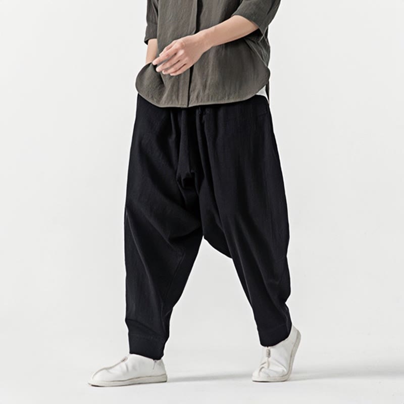 Pantalon sarouel pour homme avec cordon de serrage et poches, couleur unie, motif Buddha Stones Spring - image 11