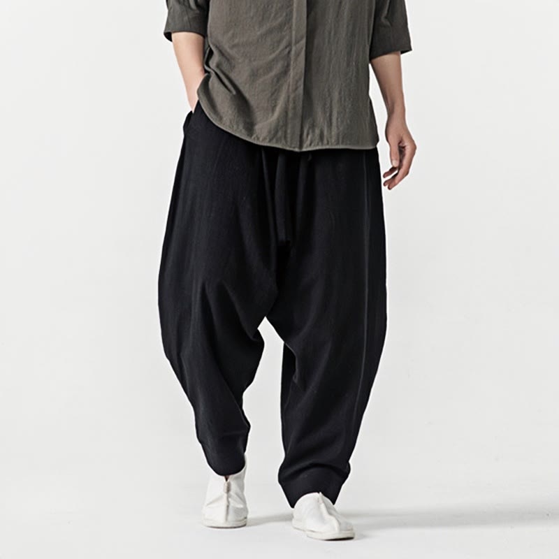 Pantalon sarouel pour homme avec cordon de serrage et poches, couleur unie, motif Buddha Stones Spring - image 10