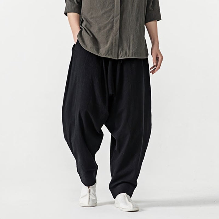 Pantalon sarouel pour homme avec cordon de serrage et poches, couleur unie, motif Buddha Stones Spring - image 10