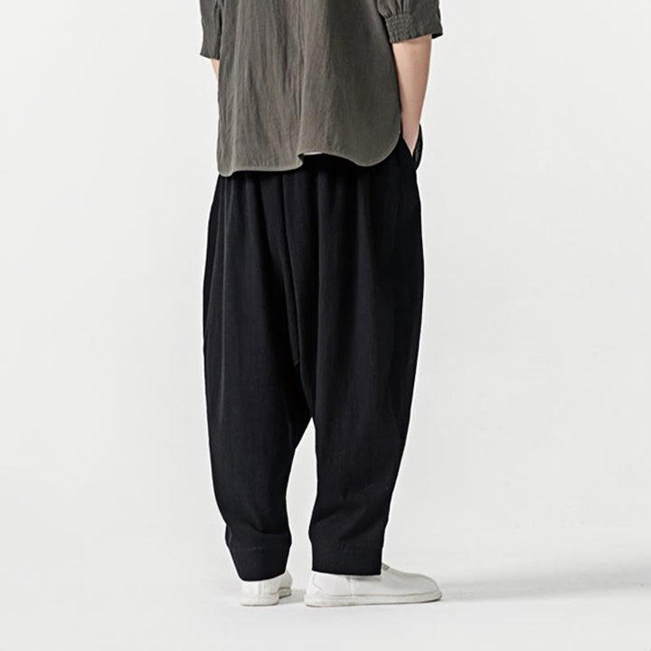 Pantalon sarouel pour homme avec cordon de serrage et poches, couleur unie, motif Buddha Stones Spring - image 12