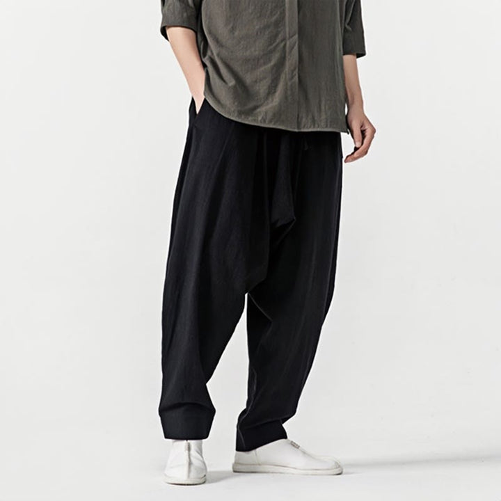 Pantalon sarouel pour homme avec cordon de serrage et poches, couleur unie, motif Buddha Stones Spring - image 16