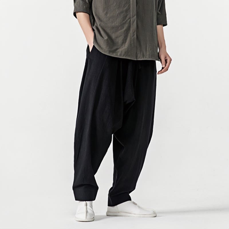 Pantalon sarouel pour homme avec cordon de serrage et poches, couleur unie, motif Buddha Stones Spring - image 16