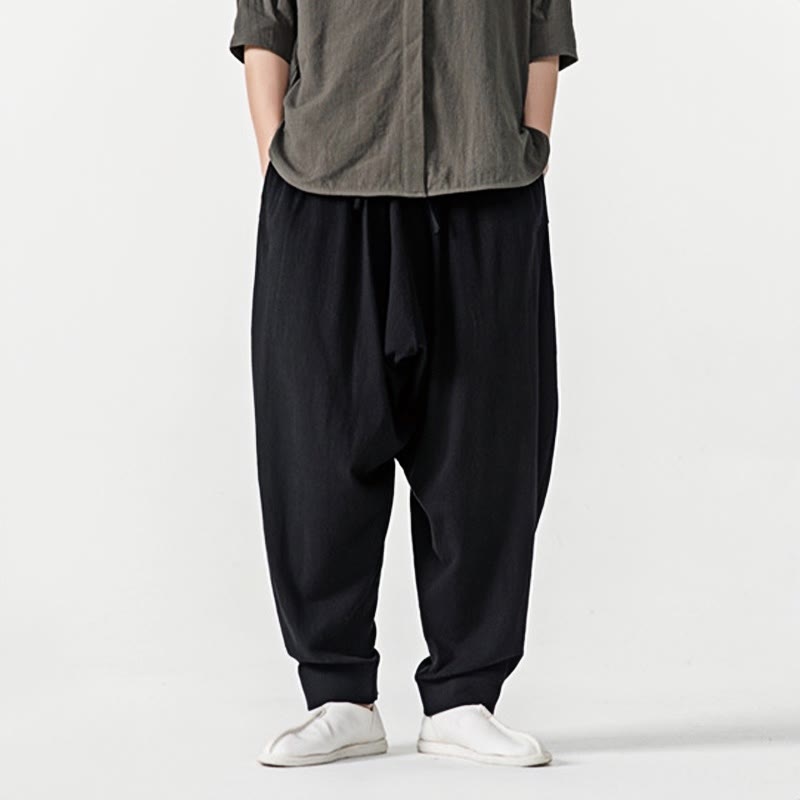 Pantalon sarouel pour homme avec cordon de serrage et poches, couleur unie, motif Buddha Stones Spring - image 9