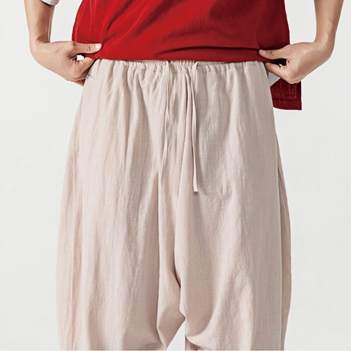 Pantalon sarouel pour homme avec cordon de serrage et poches, couleur unie, motif Buddha Stones Spring - image 28