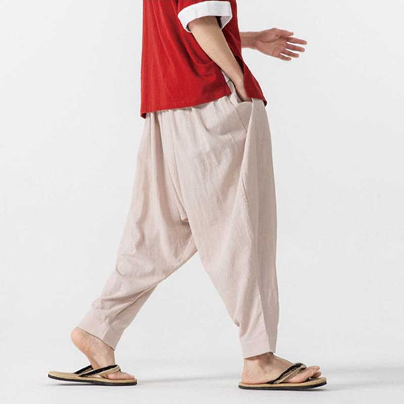 Pantalon sarouel pour homme avec cordon de serrage et poches, couleur unie, motif Buddha Stones Spring - image 23