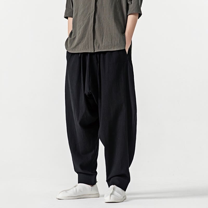 Pantalon sarouel pour homme avec cordon de serrage et poches, couleur unie, motif Buddha Stones Spring - image 15