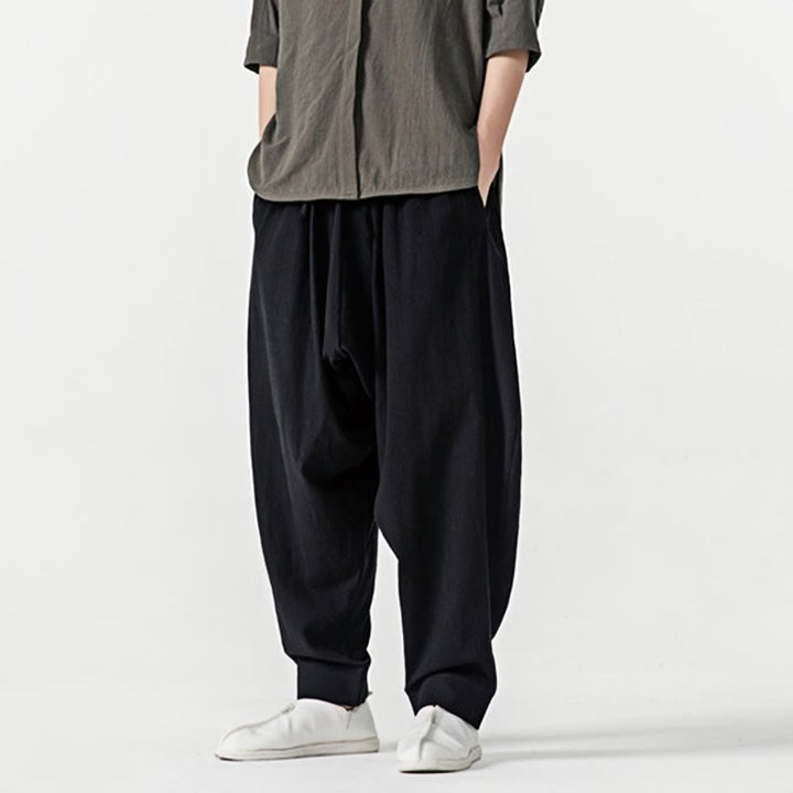 Pantalon sarouel pour homme avec cordon de serrage et poches, couleur unie, motif Buddha Stones Spring - image 15