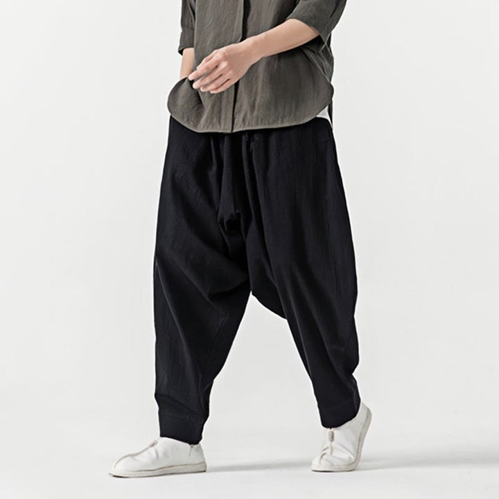 Pantalon sarouel pour homme avec cordon de serrage et poches, couleur unie, motif Buddha Stones Spring - image 11