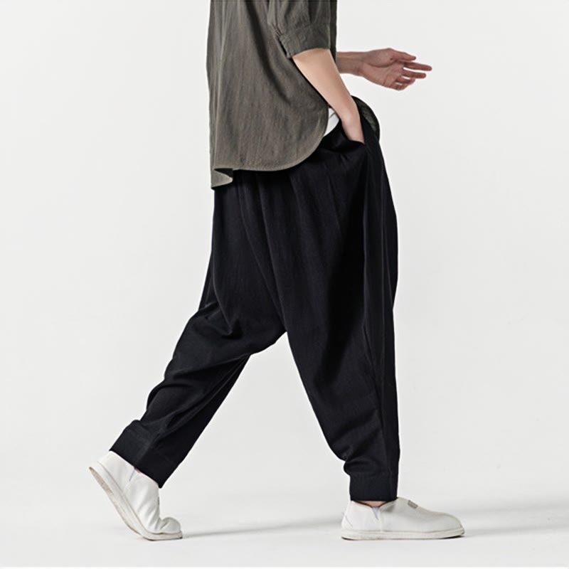 Pantalon sarouel pour homme avec cordon de serrage et poches, couleur unie, motif Buddha Stones Spring - image 13